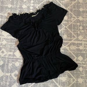 Max Studio Women’s Black V-neck Cinched Top size Large.